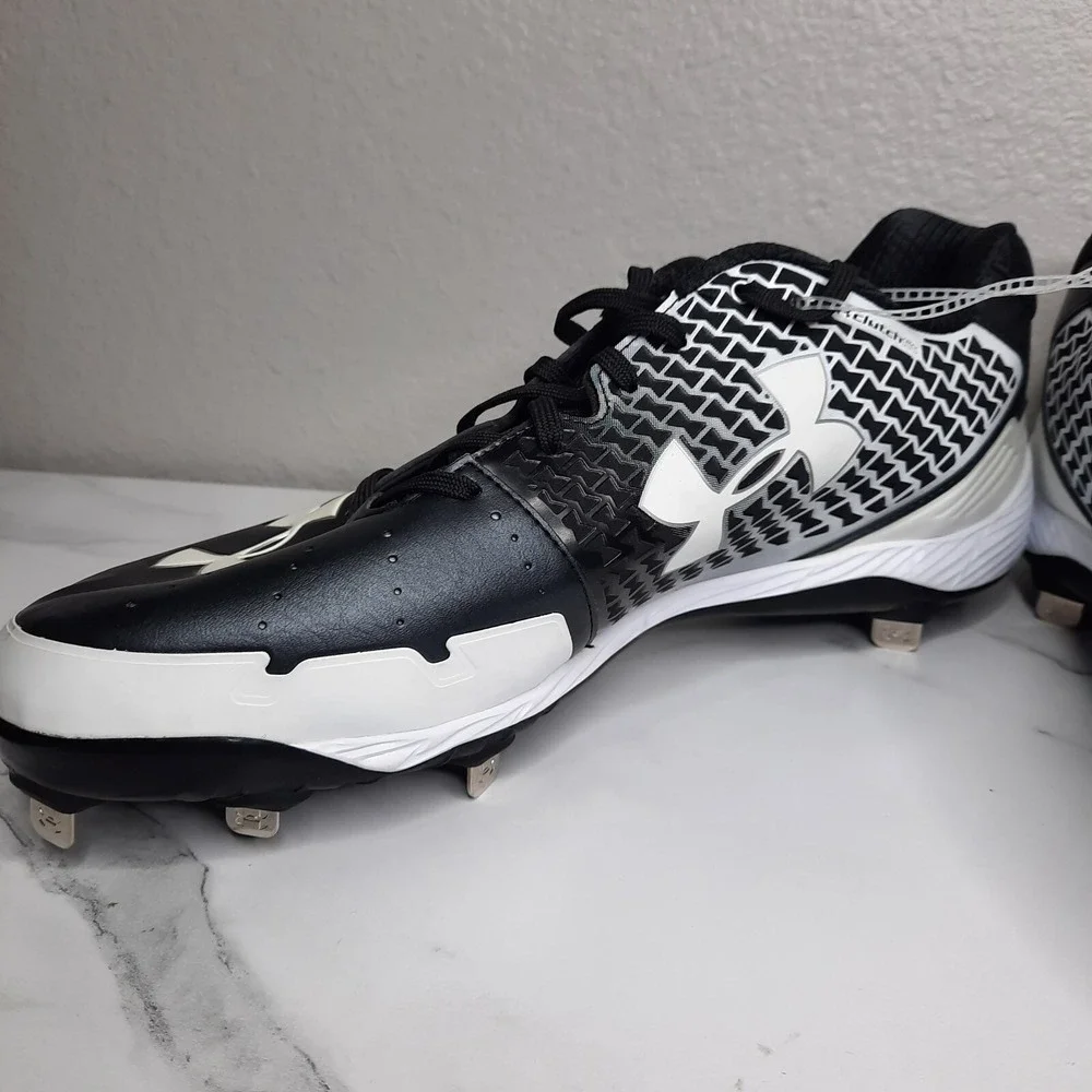 Under Armour Authentic MLB Mens Sz 15 Heater Charged Baseball Cleats Black White